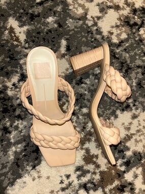 Dolce Vita Blush Braided Double-Strap Block Heel Sandals